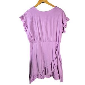 Vintage Purple Ruffled Blouse with Short Sleeves